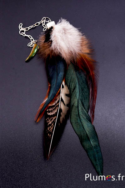 Pendentif avec plumes -  17-20 cm - naturel